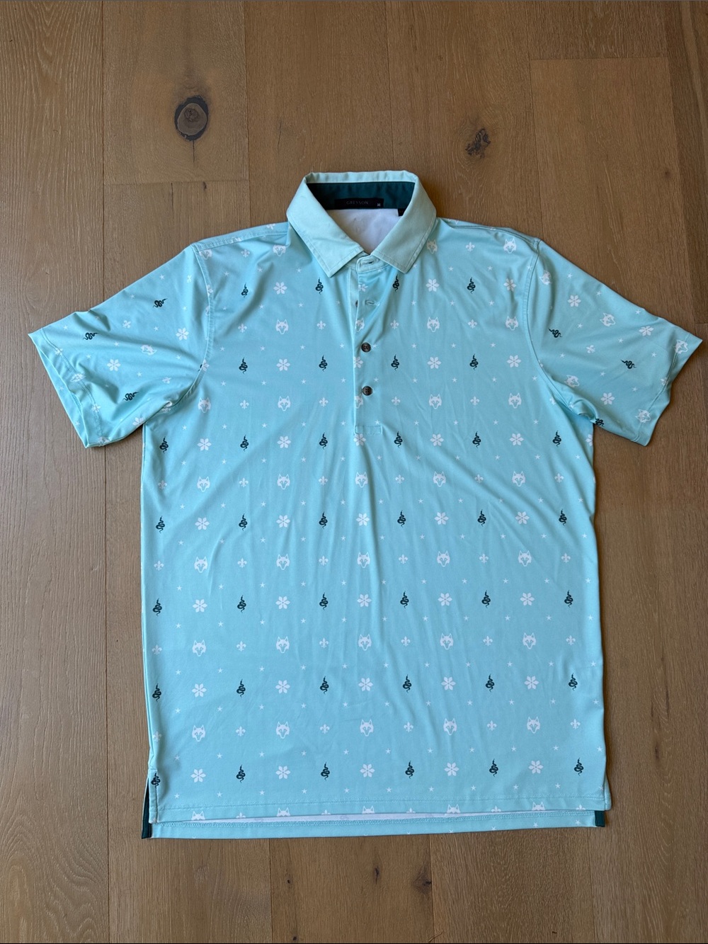 Greyson turquoise Polo with Subtle Snake and Wolf Motif